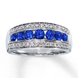 Jared Natural Sapphire Ring Round-cut with Diamonds 14K White Gold- Sapphire.jpg